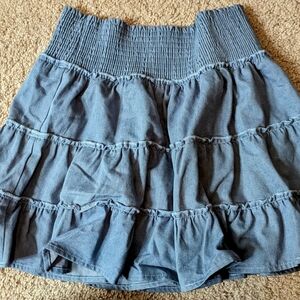 Pink Lily Smocked Blue Mini Skort